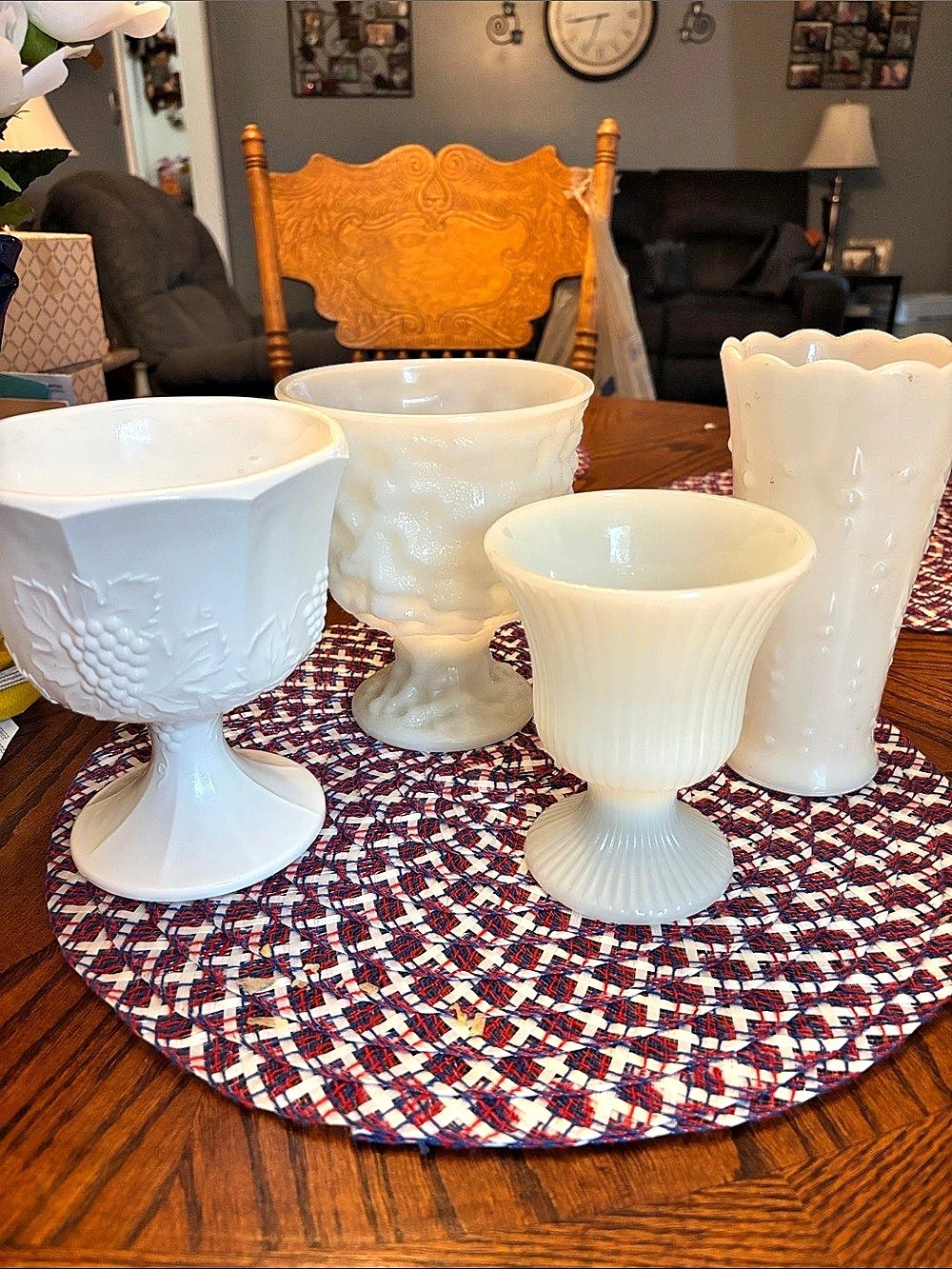 White Milk Glass Decor Set